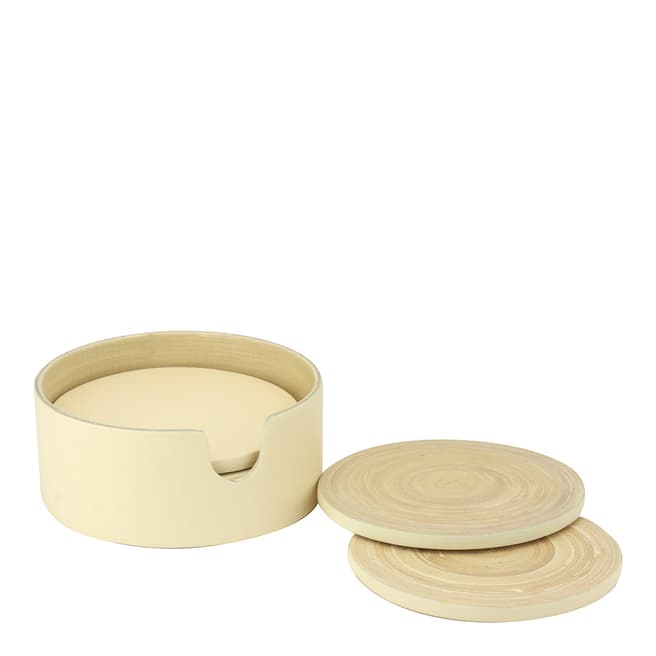 Apollo Housewares Set Of 6 Cream Bamboo Coasters  