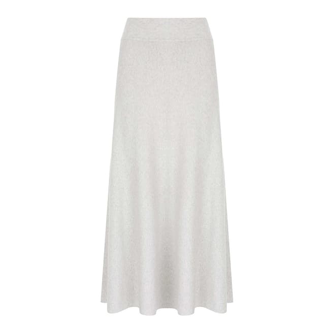 Mint Velvet Light Grey Silk Blend Ribbed Midi Skirt