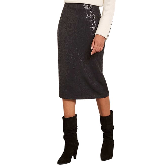 Mint Velvet Charcoal Sequin Pencil Skirt