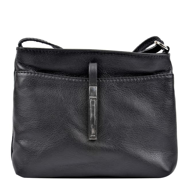 Roberta M Black Leather Crossbody Bag