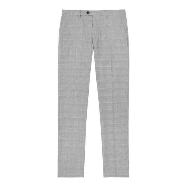 Reiss Grey Jenkins Slim Check Suit Trousers