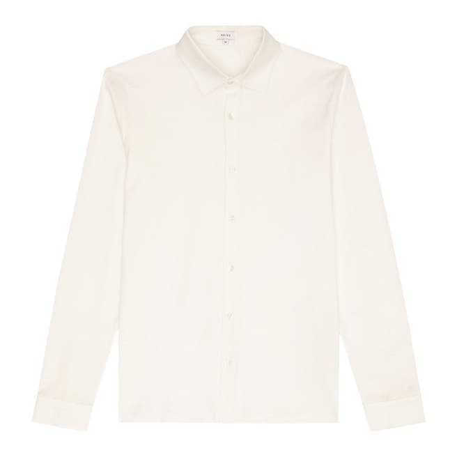 Reiss Off White Chapter Cotton Jersey Shirt