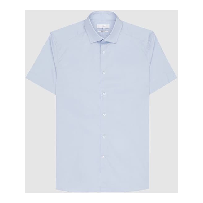Reiss Sky Blue Redmayne Slim Cotton Stretch Shirt