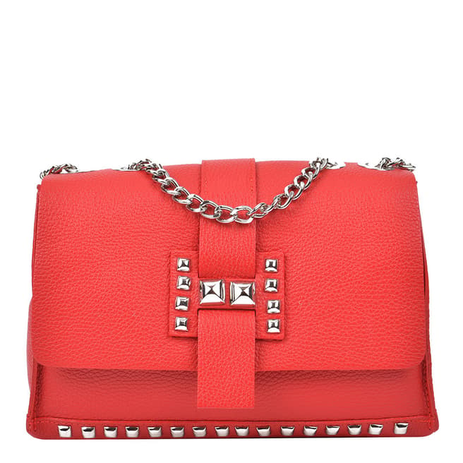 Roberta M Red Leather Chain Shoulder Bag