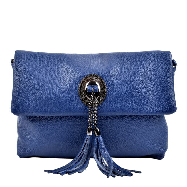 Roberta M Blue Leather Cross Body Bag