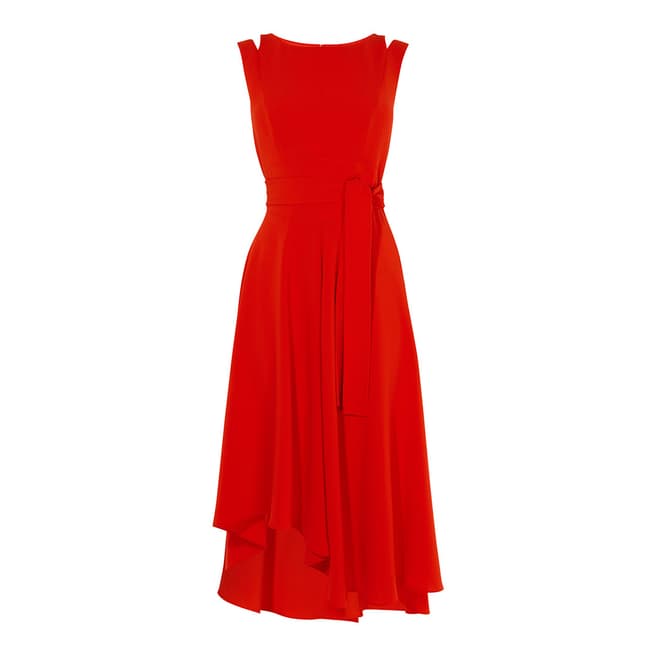Karen Millen Red Asymmetric Belted Dress