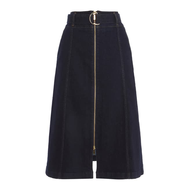 Karen Millen Navy Dark Wash Denim Skirt
