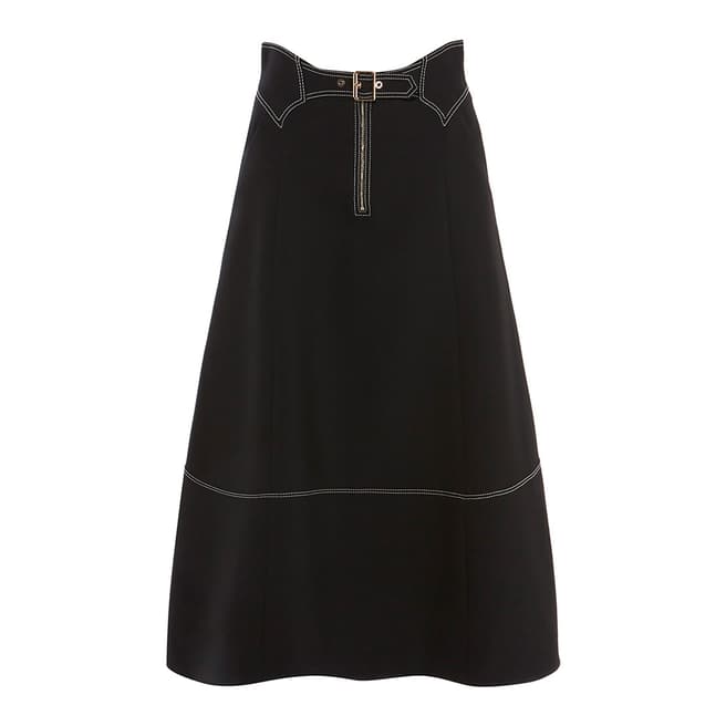 Karen Millen Black Contrast Stitch Midi Skirt