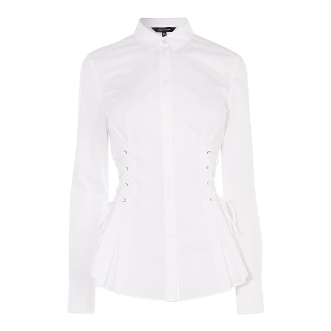 Karen Millen White Corset Cotton Stretch Shirt