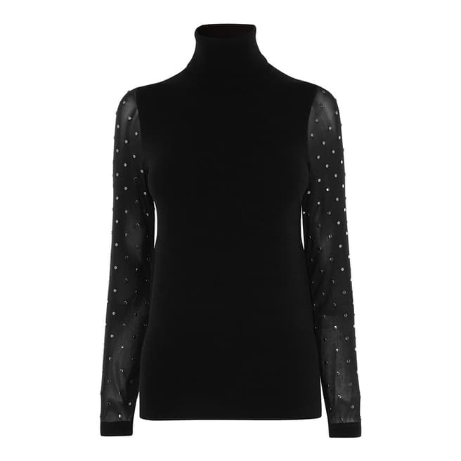 Karen Millen Black Embellished Sleeve Jumper