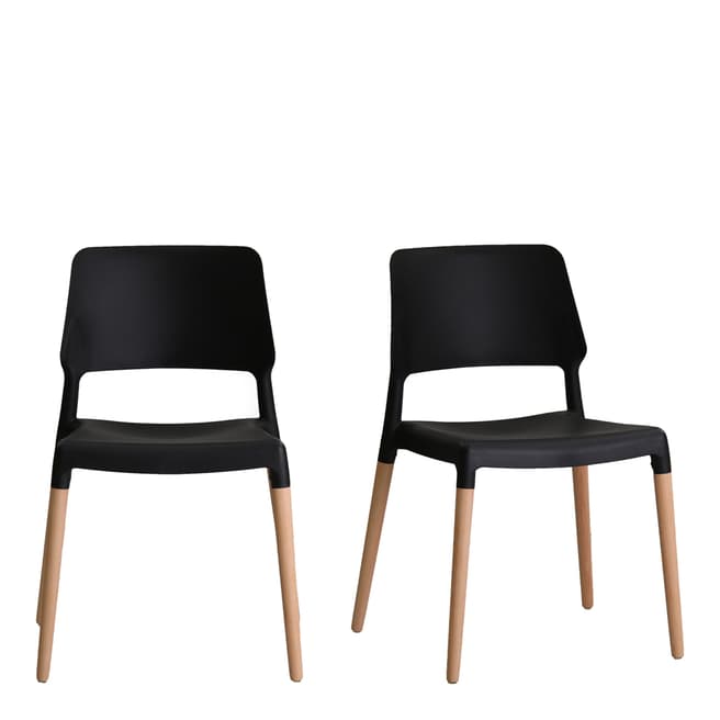 Furniture Interiors Black Riva Dining Chairs, Set Of 2