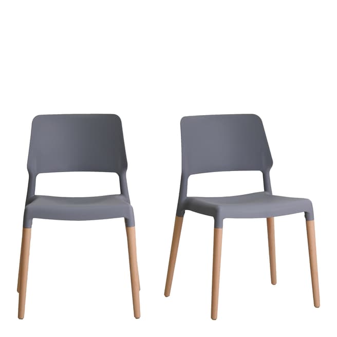 Furniture Interiors Grey Riva Dining Chairs, Set Of 2