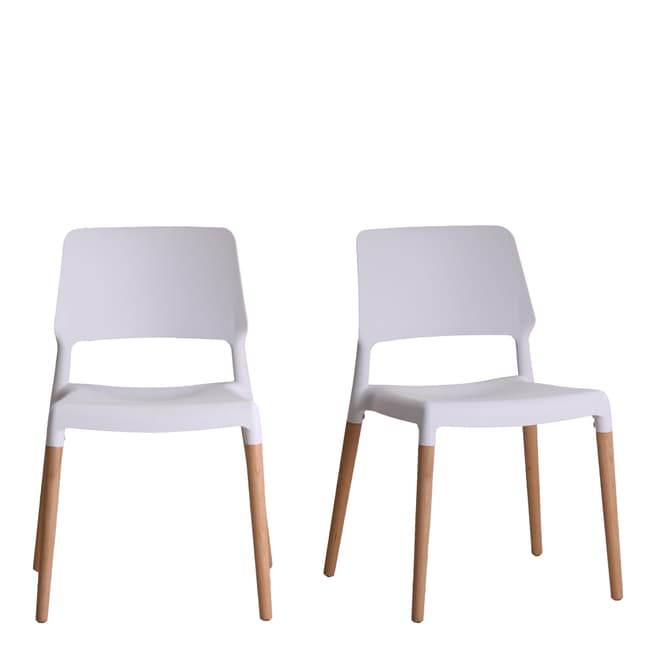 Furniture Interiors White Riva Dining Chairs, Set Of 2
