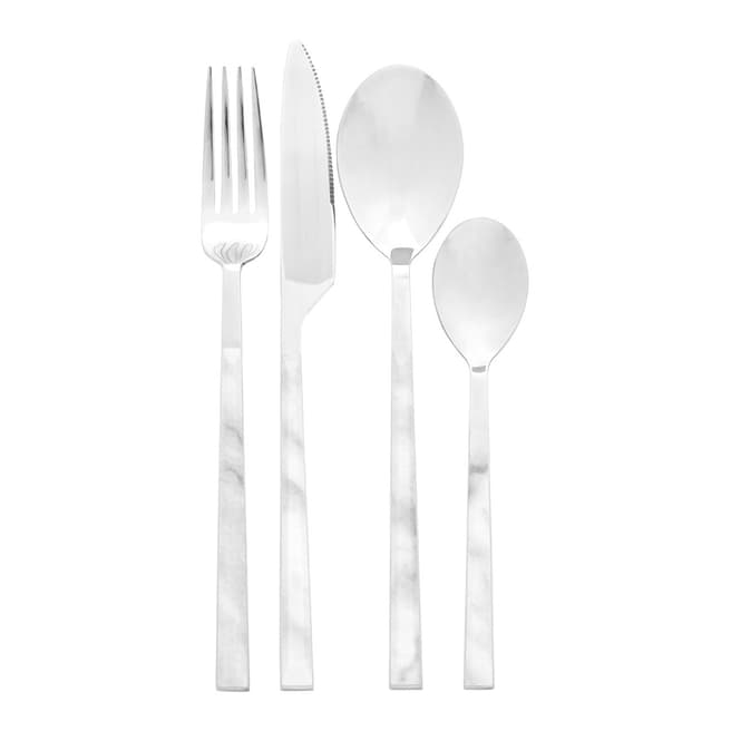 Premier Housewares White Marble Finish 16 Piece Avie Cutlery Set