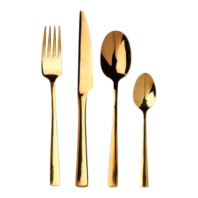 Premier Housewares Gold Finish 16 Piece Avie Cutlery Set