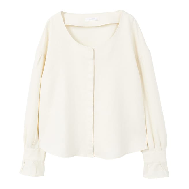 Mango Button linen-blend blouse