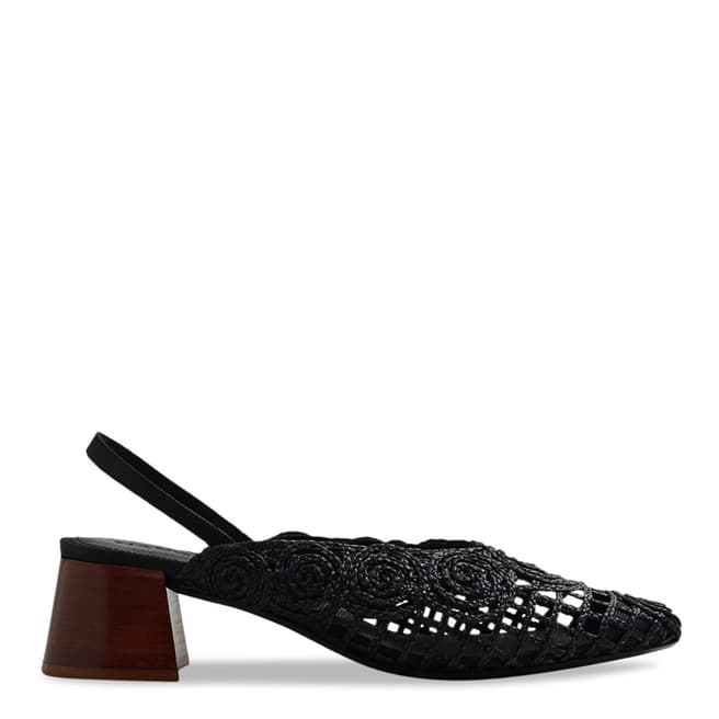 Mango Black Braided Arte Slingback Heel Shoes