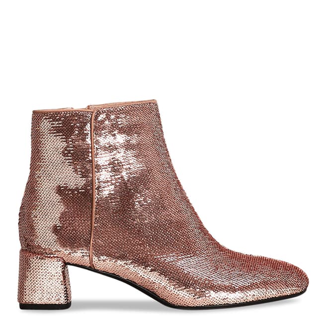 Mango Pink Pepe Sequin High Heel Ankle Boots 