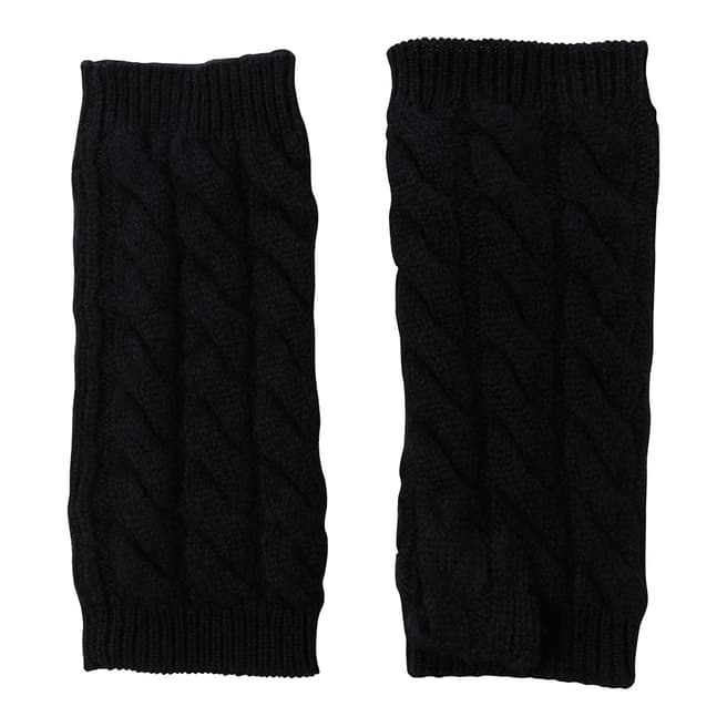 Laycuna London Black Cable Knit Cashmere Wrist Warmers