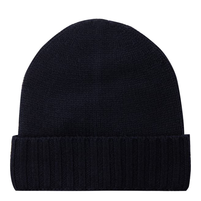 Laycuna London Navy Cashmere Ribbed Hat