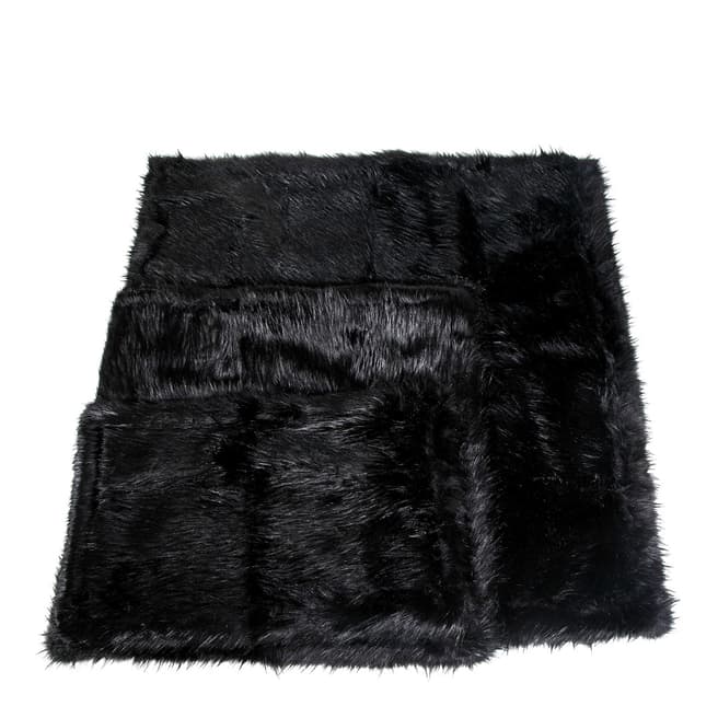 Hounds Black Large Faux Fur Blanket With Fleece Backing, 82 x82cm