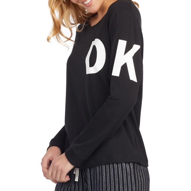DKNY Black Long Sleeve Knit Top