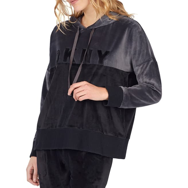 DKNY Black/Grey Long Sleeve Hooded Top
