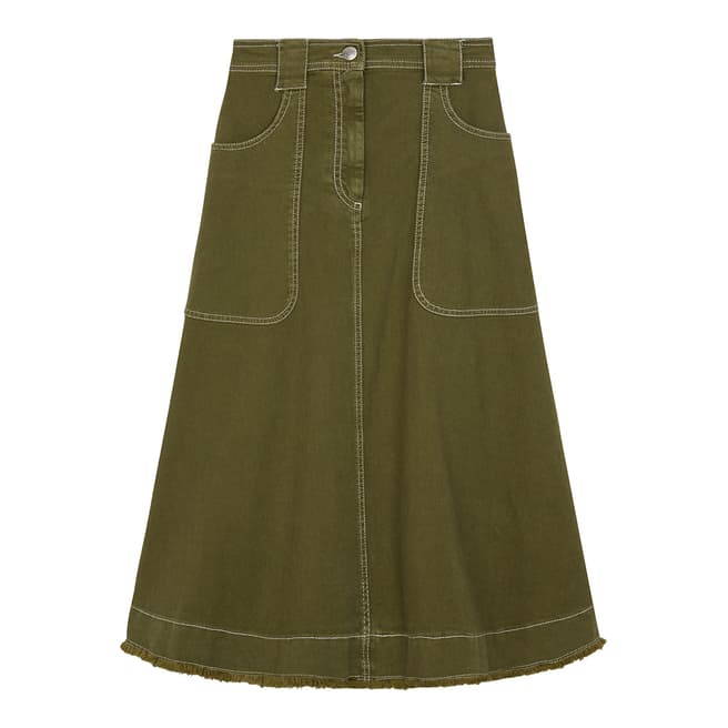 ALEXA CHUNG Khaki Patch Pocket Cotton Stretch Skirt