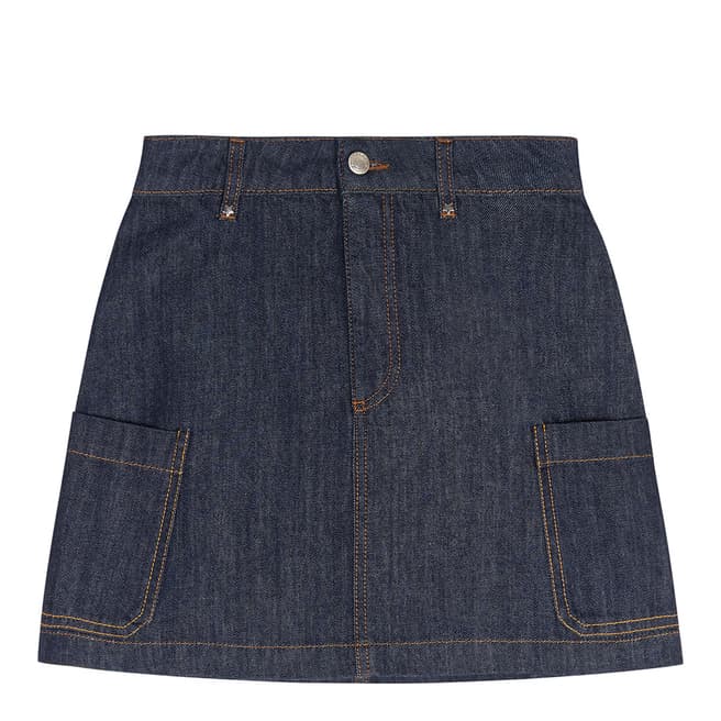 ALEXA CHUNG Indigo Patch Pocket Cotton Mini Skirt