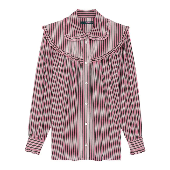 ALEXA CHUNG Pink Frill Trim Oversized Cotton Shirt