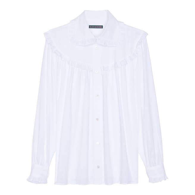 ALEXA CHUNG White Frill Oversized Cotton Shirt