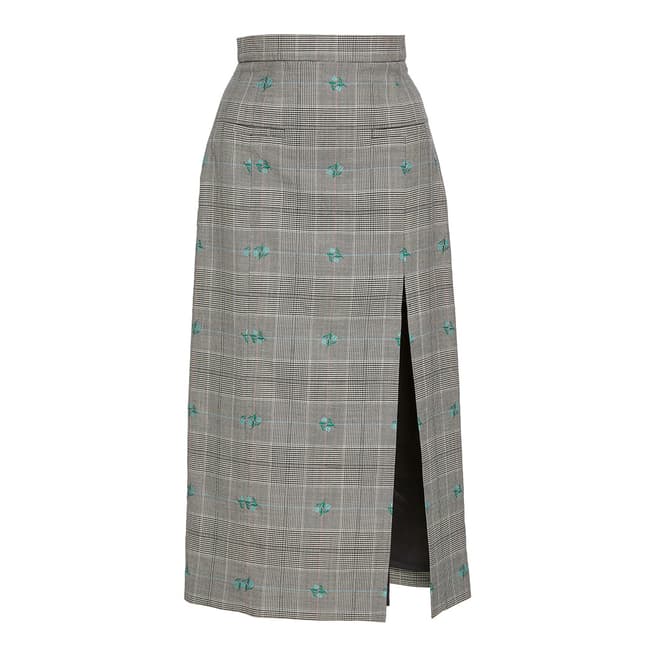ALEXA CHUNG Multi Slit Front Wool Blend Pencil Skirt