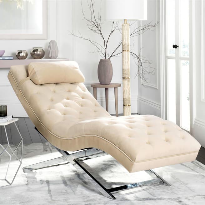 Safavieh Cara Chaise With Pillow, Beige