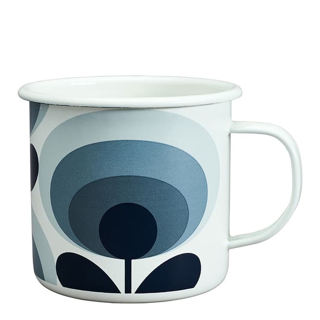 Orla Kiely Slate 70s Oval Flower Enamel Mug, 500ml