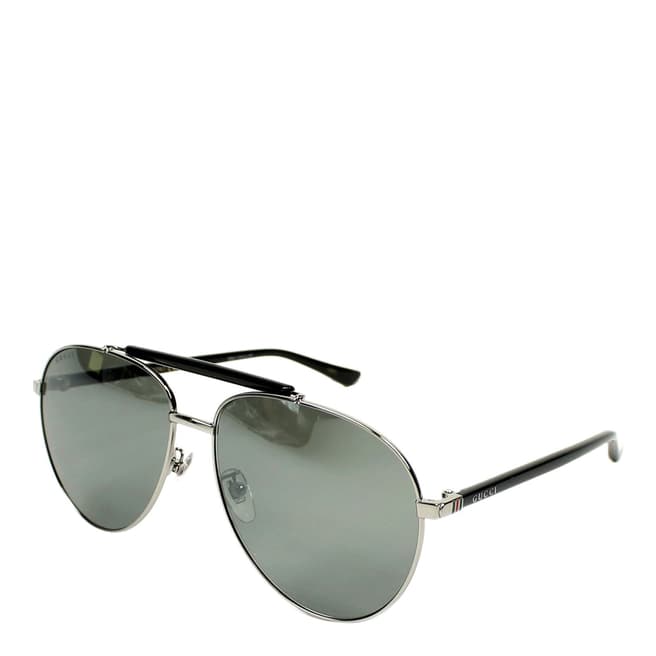 Gucci Men's Black/Silver Sunglasses 60mm