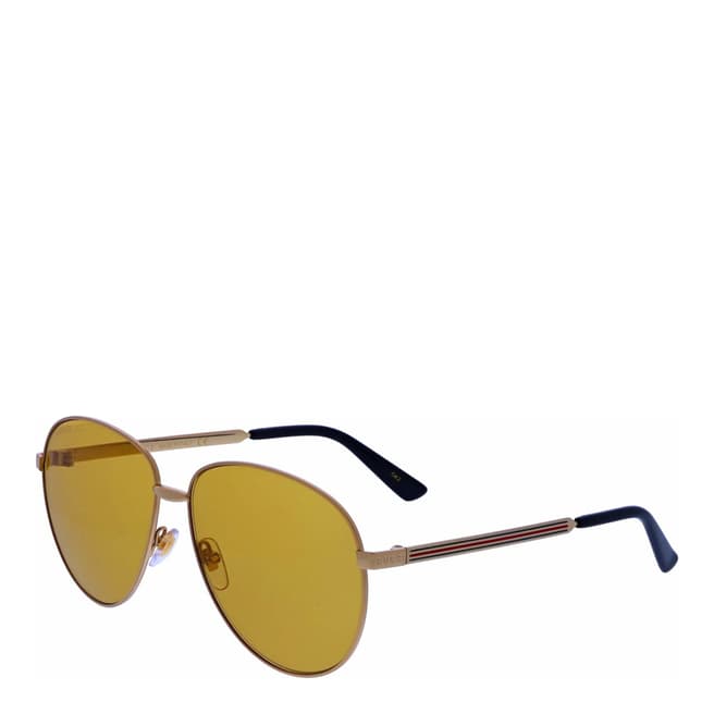 Gucci Men's Gold/Brown Sunglasses 61mm