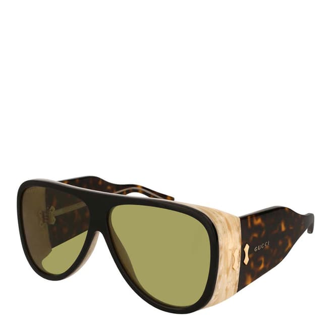 Gucci Men's Black Havana/Green Sunglasses 63mm