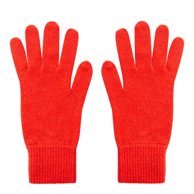 Laycuna London Scarlet Red Ribbed Short Cashmere Gloves