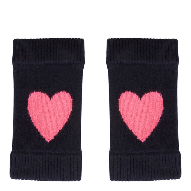 Laycuna London Navy/Pink Cashmere Heart Wrist Warmer