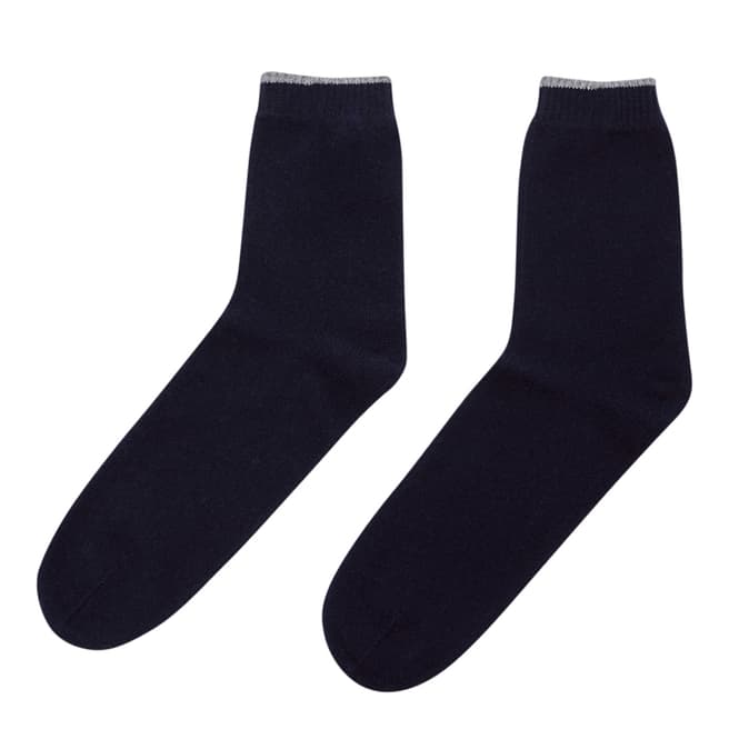 Laycuna London Navy/Grey Marl Cashmere Socks