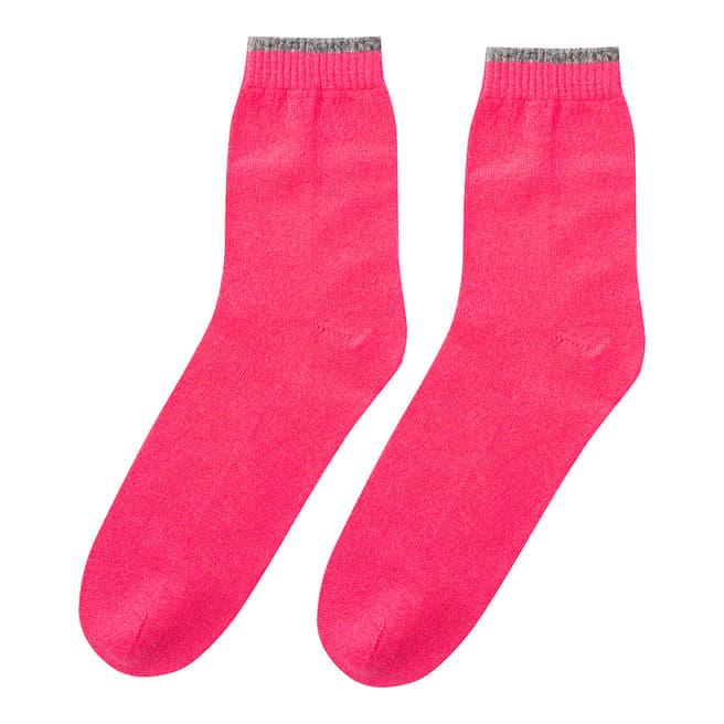 Laycuna London Neon Pink Cashmere Socks