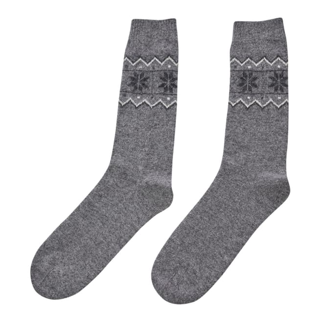 Laycuna London Grey Fairisle Cashmere Socks