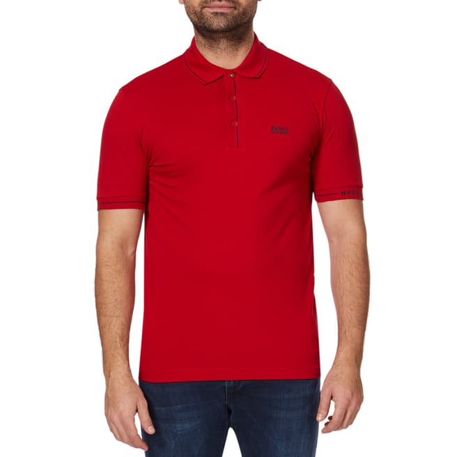 Hugo Boss Red Paule Stretch Cotton Polo Top