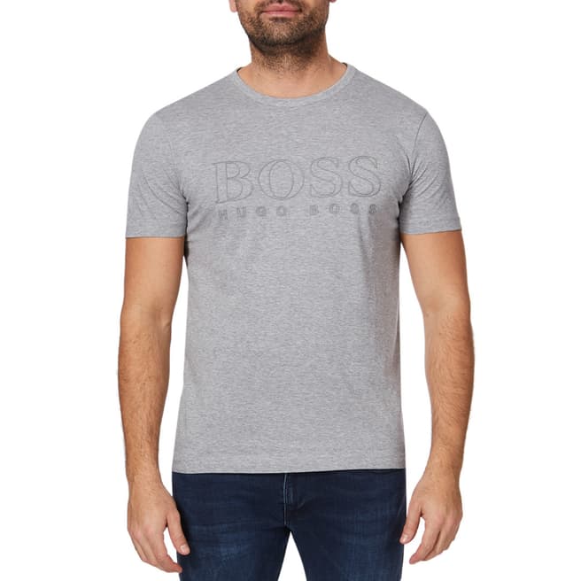 BOSS Grey Teebo Logo Cotton T-Shirt