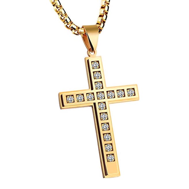 Stephen Oliver 18K Gold Plated Zirconia Cross Pendant Necklace