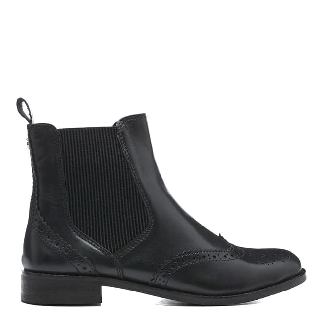 Dune London Black Parks Leather Ankle Boot