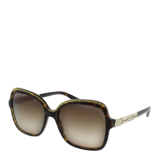 Bvlgari Women's Brown Crystal Bvlgari Sunglasses 56mm
