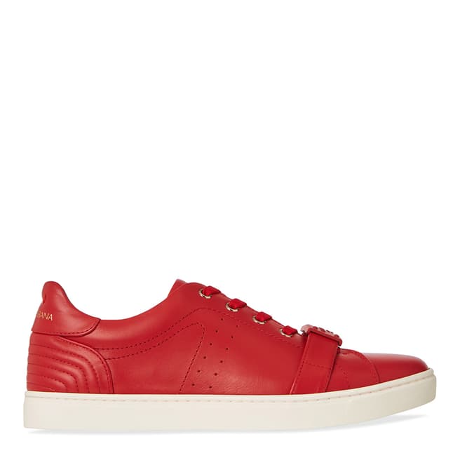 Dolce & Gabbana Bold Red Leather Sneakers 