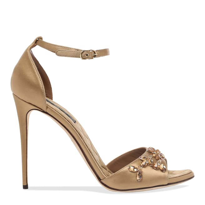Dolce & Gabbana Gold Embellished Stiletto Heel Sandals 