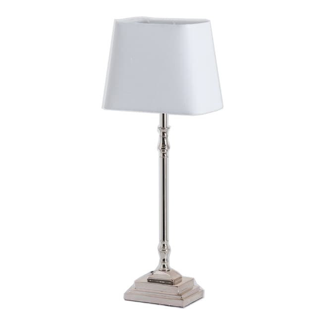 Hill Interiors Chrome Table Lamp With White Linen Shade